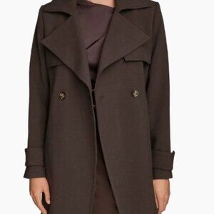 NWT Donna Karan Belted Notched-Collar Trench Coat | Color: Chocolate